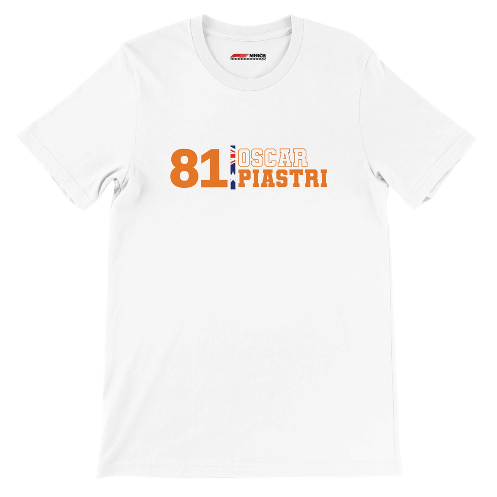 f111 merch white color t-shirt1 with oscar-piastri branding.