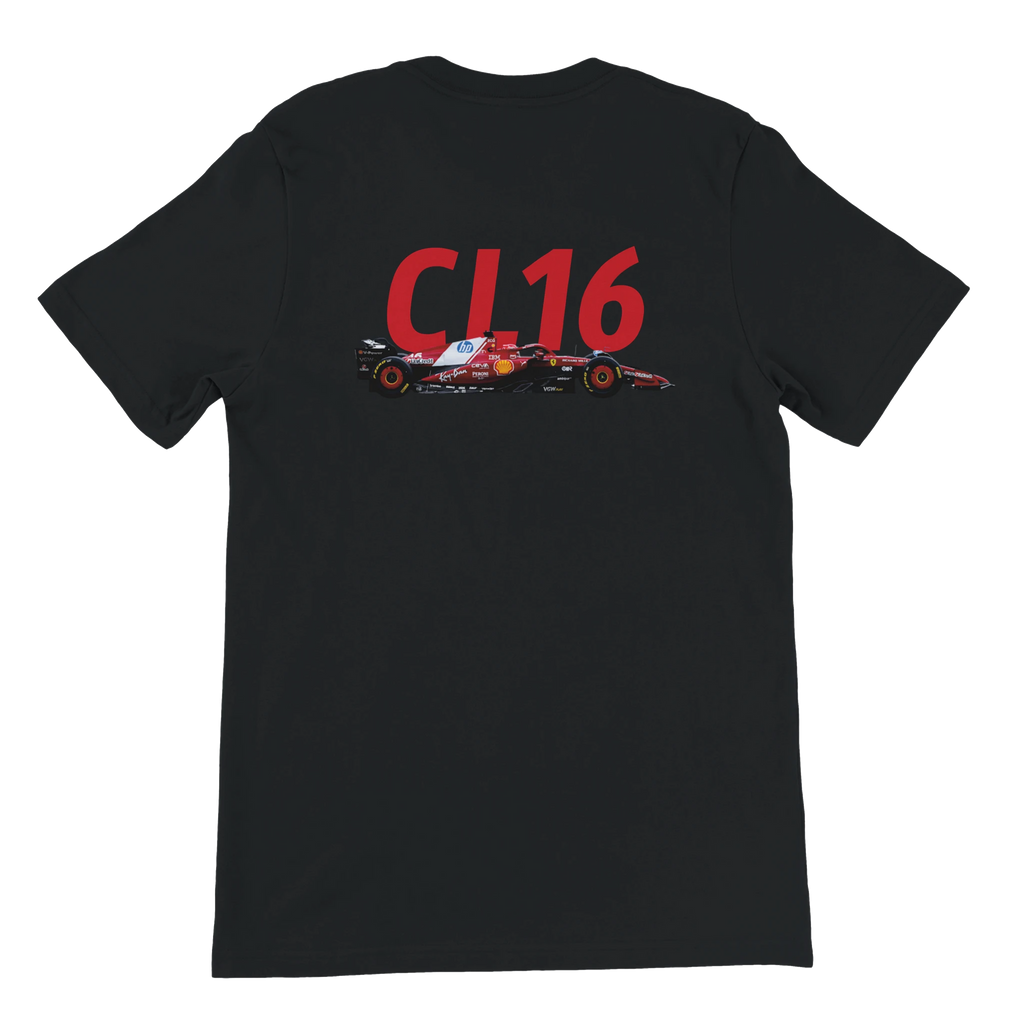 f111 merch black color t-shirt2 with charles-leclerc branding.