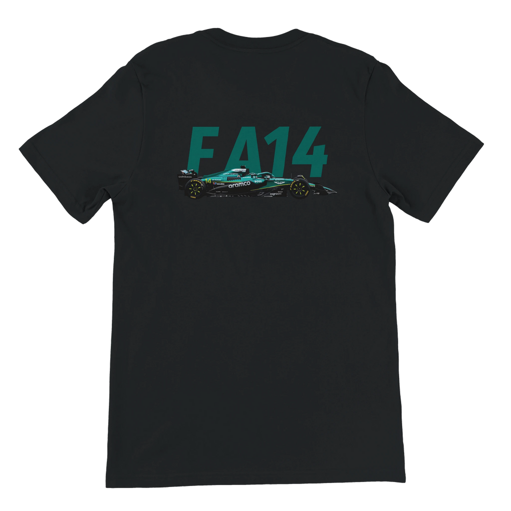 f111 merch black color t-shirt2 with fernando-alonso branding.