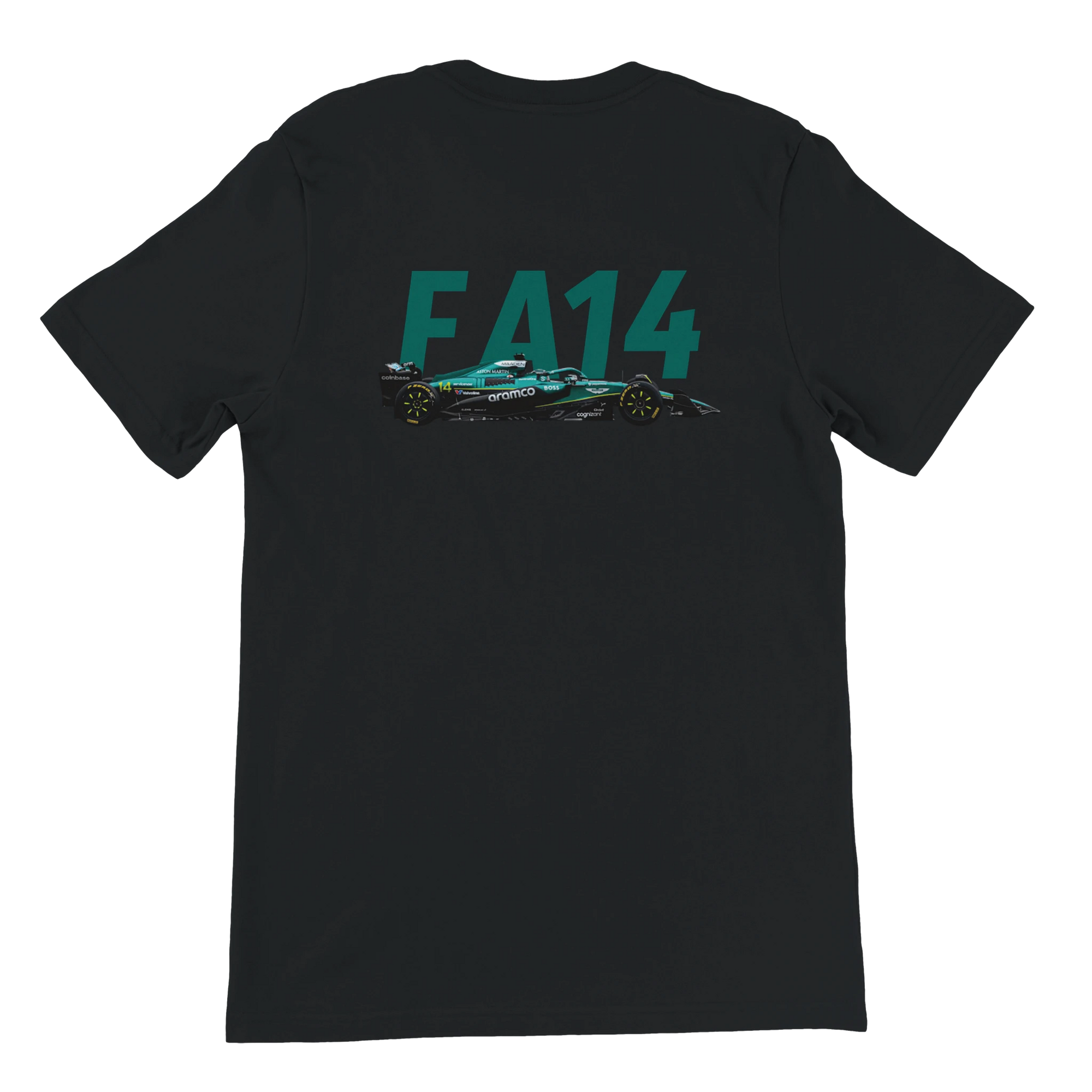 f111 merch black color t-shirt2 with fernando-alonso branding.