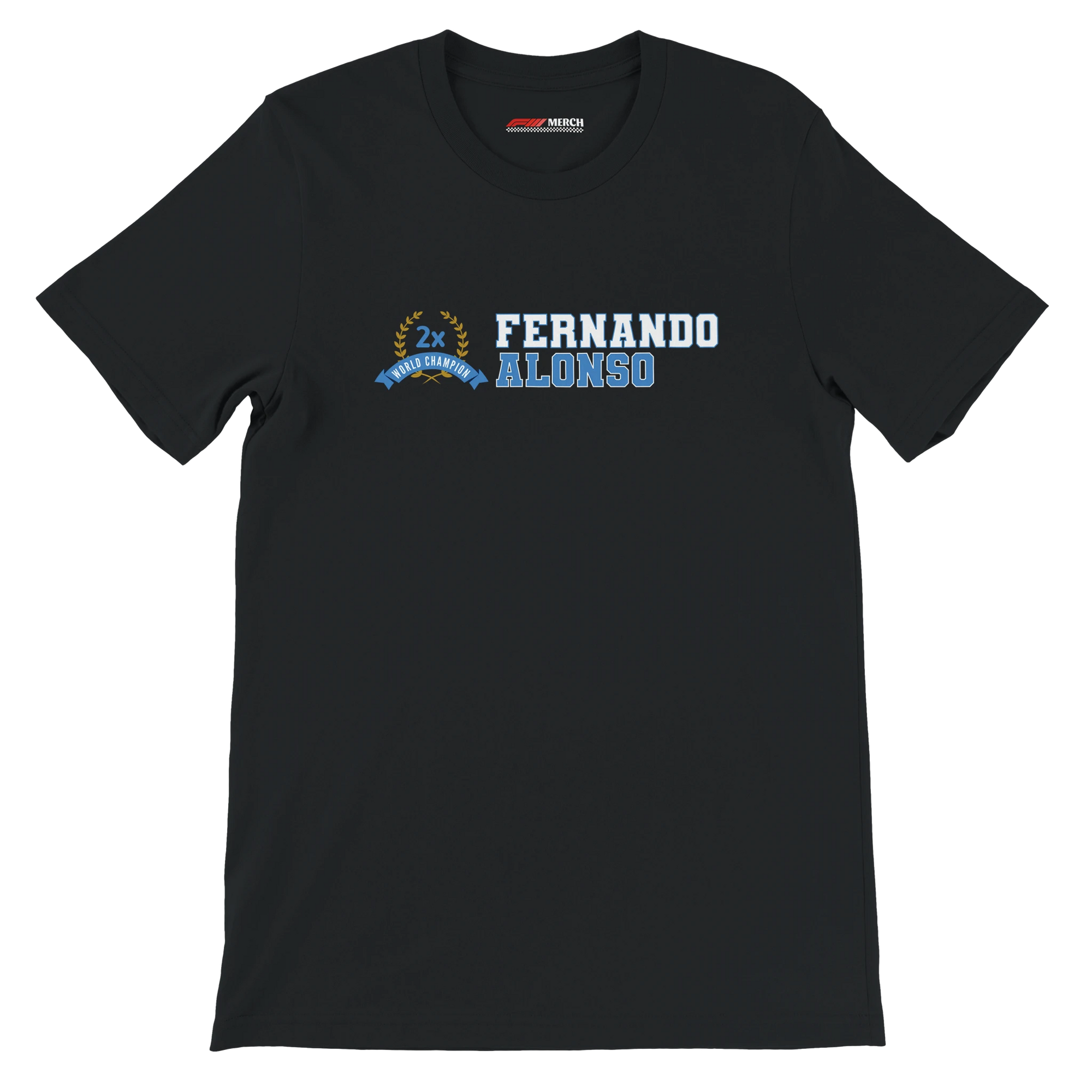 f111 merch black color t-shirt2 with fernando-alonso branding.