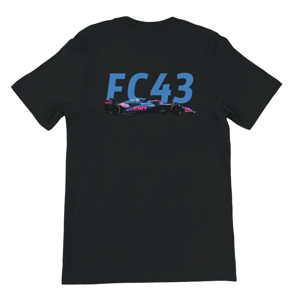 f111 merch black color t-shirt2 with franco-colapinto branding.