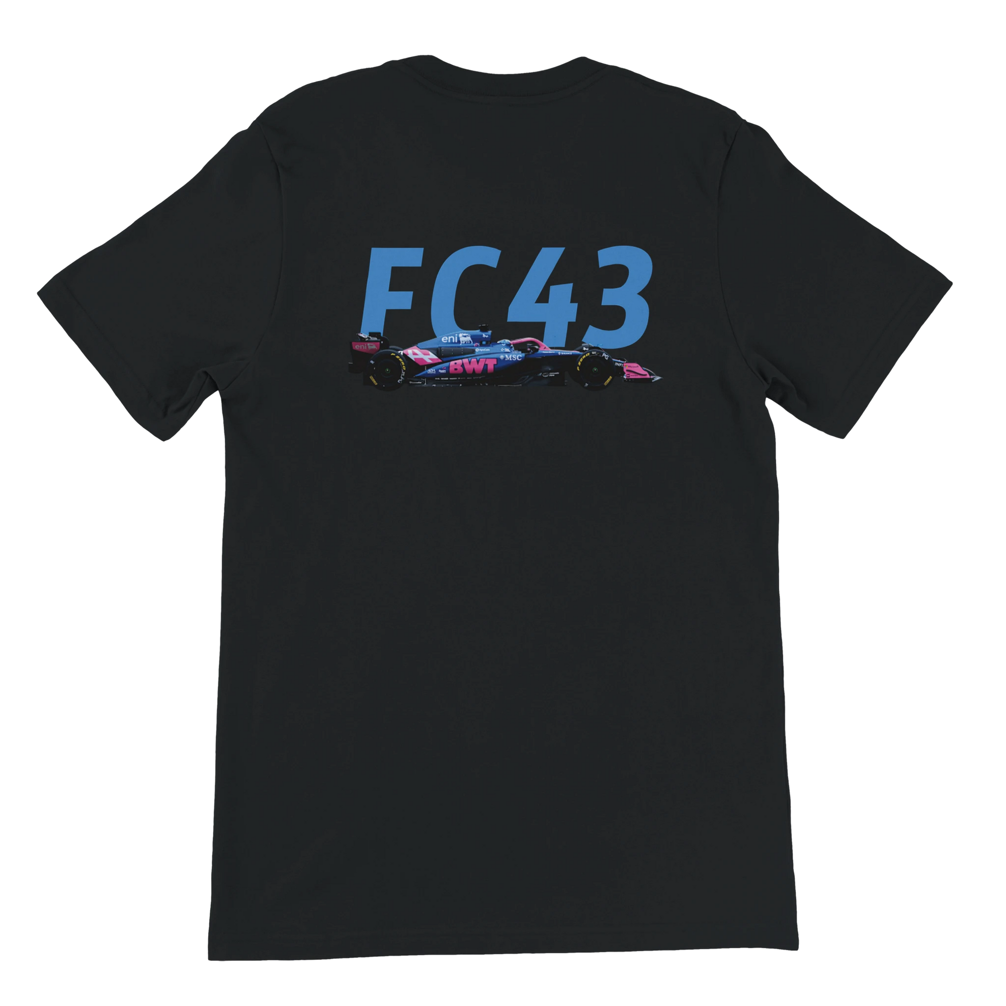 f111 merch black color t-shirt2 with franco-colapinto branding.
