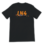 f111 merch black color t-shirt2 with lando-norris branding.