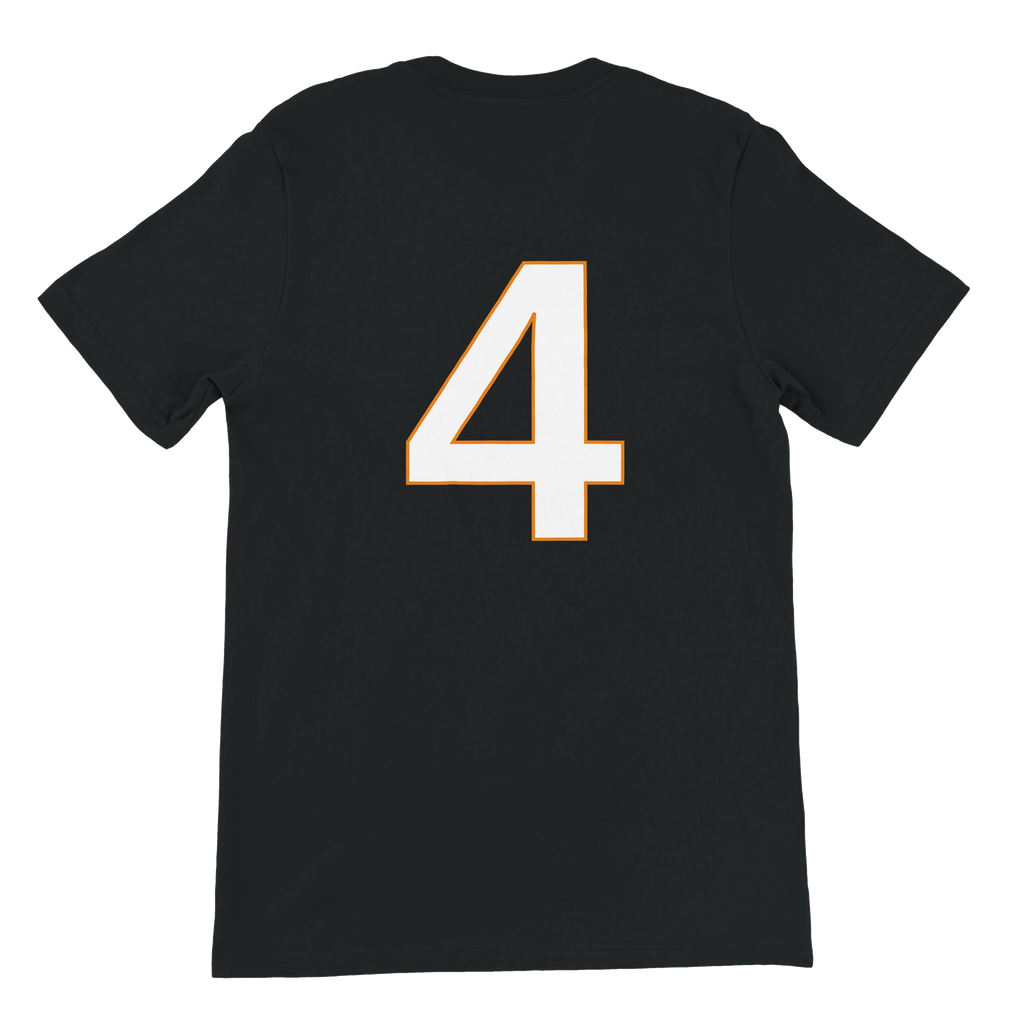 f111 merch black color t-shirt2 with lando-norris branding.