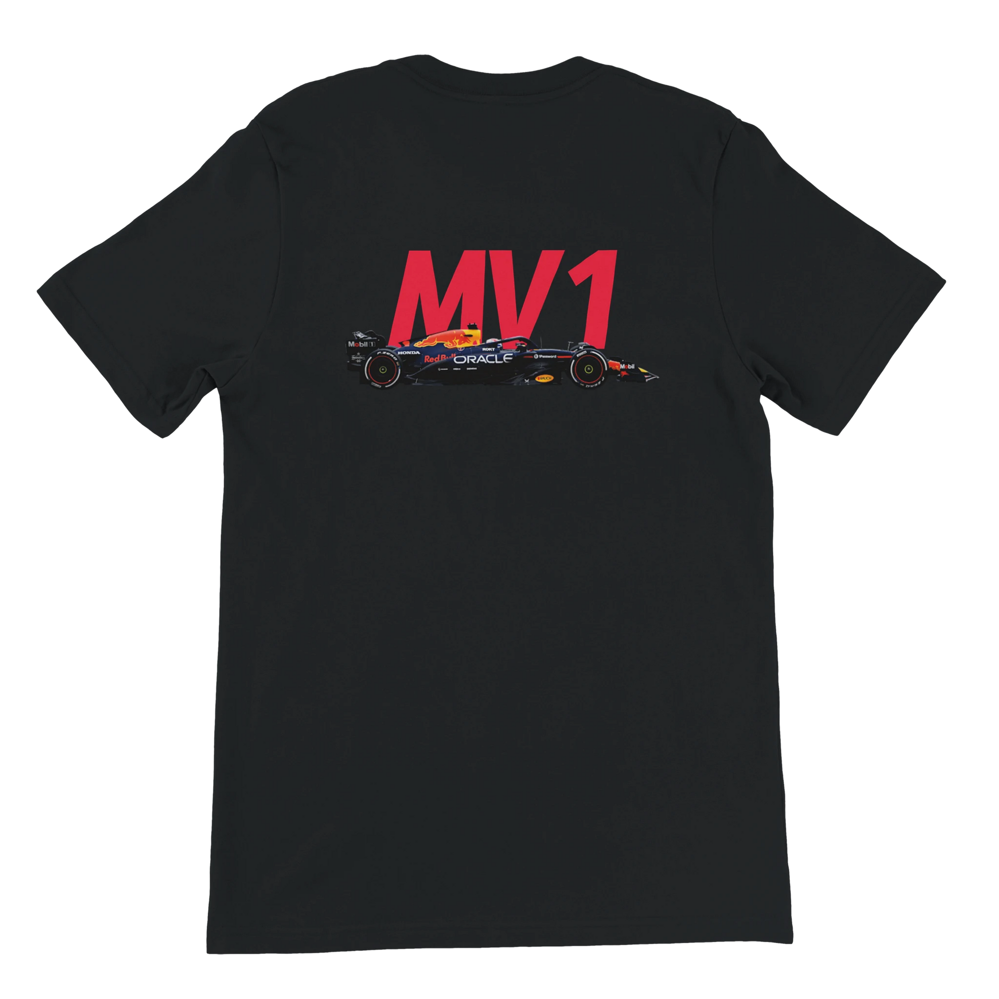 f111 merch black color t-shirt2 with max-verstappen branding.