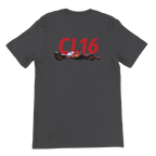 f111 merch dark-grey color t-shirt2 with charles-leclerc branding.