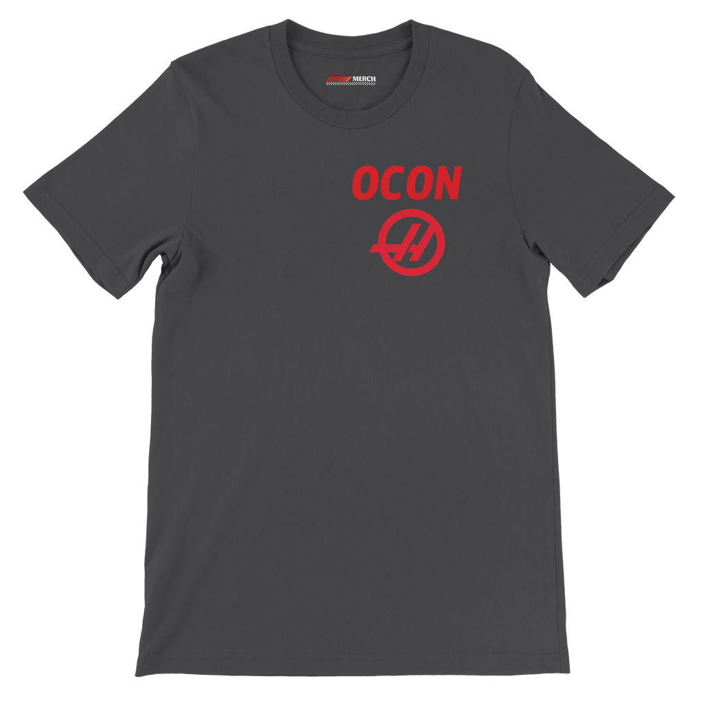 f111 merch dark-grey color t-shirt2 with esteban-ocon branding.