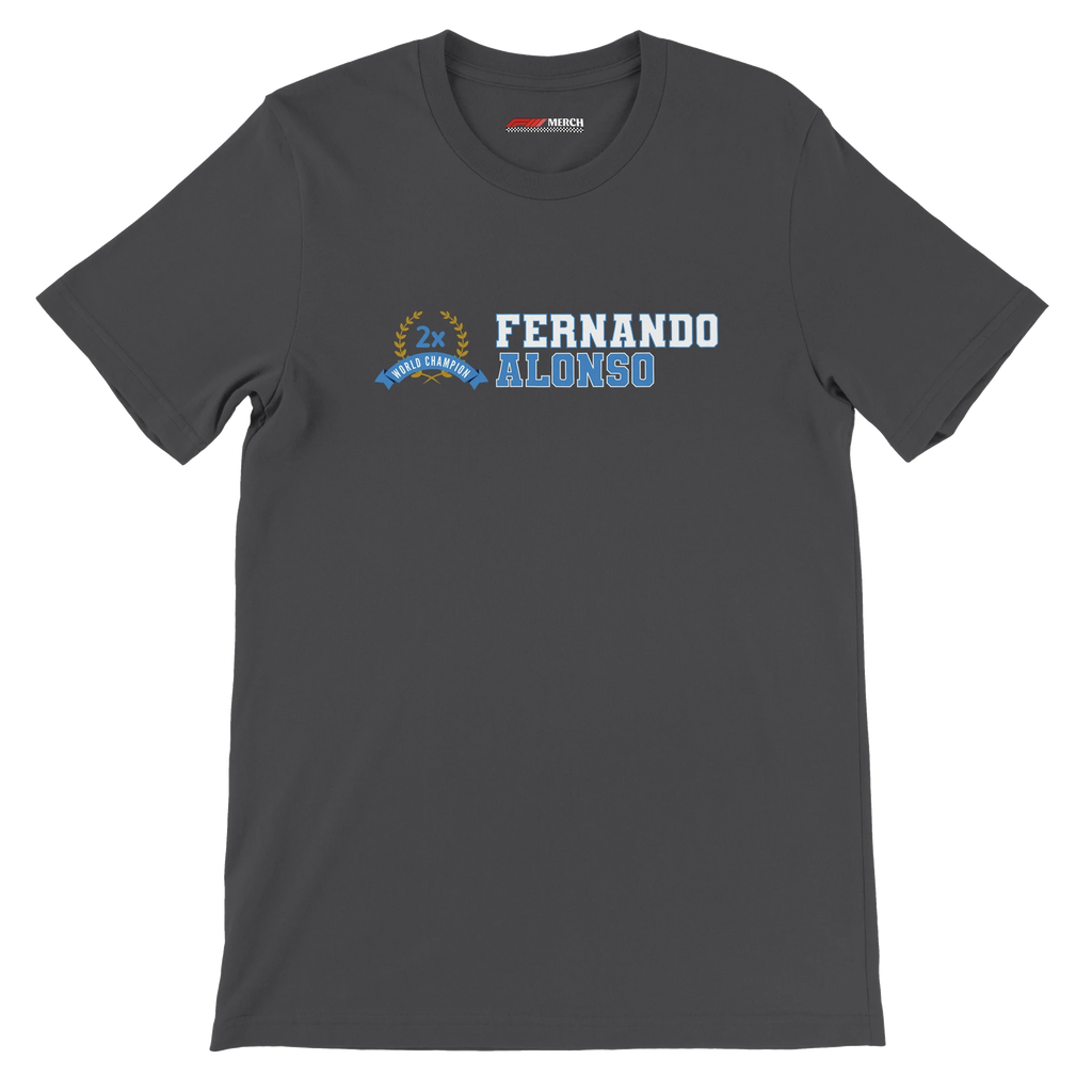 f111 merch dark-grey color t-shirt2 with fernando-alonso branding.