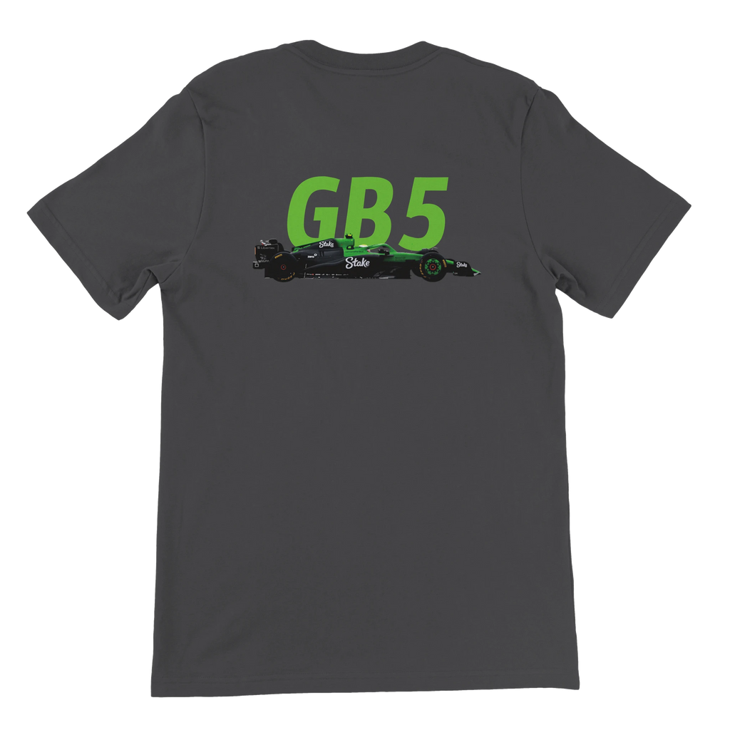 f111 merch dark-grey color t-shirt2 with gabriel-bortoleto branding.