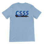 f111 merch light-blue color t-shirt2 with carlos-sainz branding.