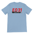 f111 merch light-blue color t-shirt2 with esteban-ocon branding.