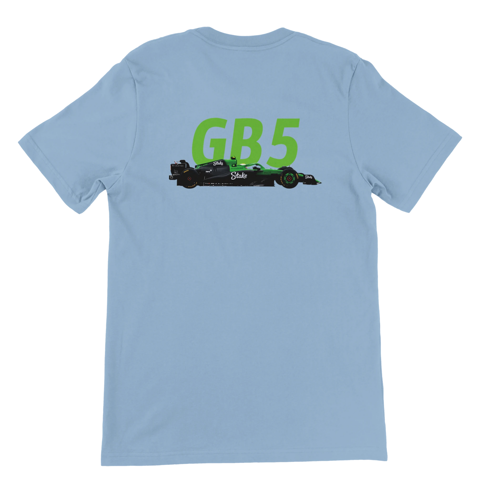 f111 merch light-blue color t-shirt2 with gabriel-bortoleto branding.