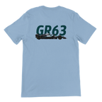 f111 merch light-blue color t-shirt2 with george-russell branding.