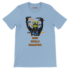 f111 merch light-blue color t-shirt2 with lando-norris branding.