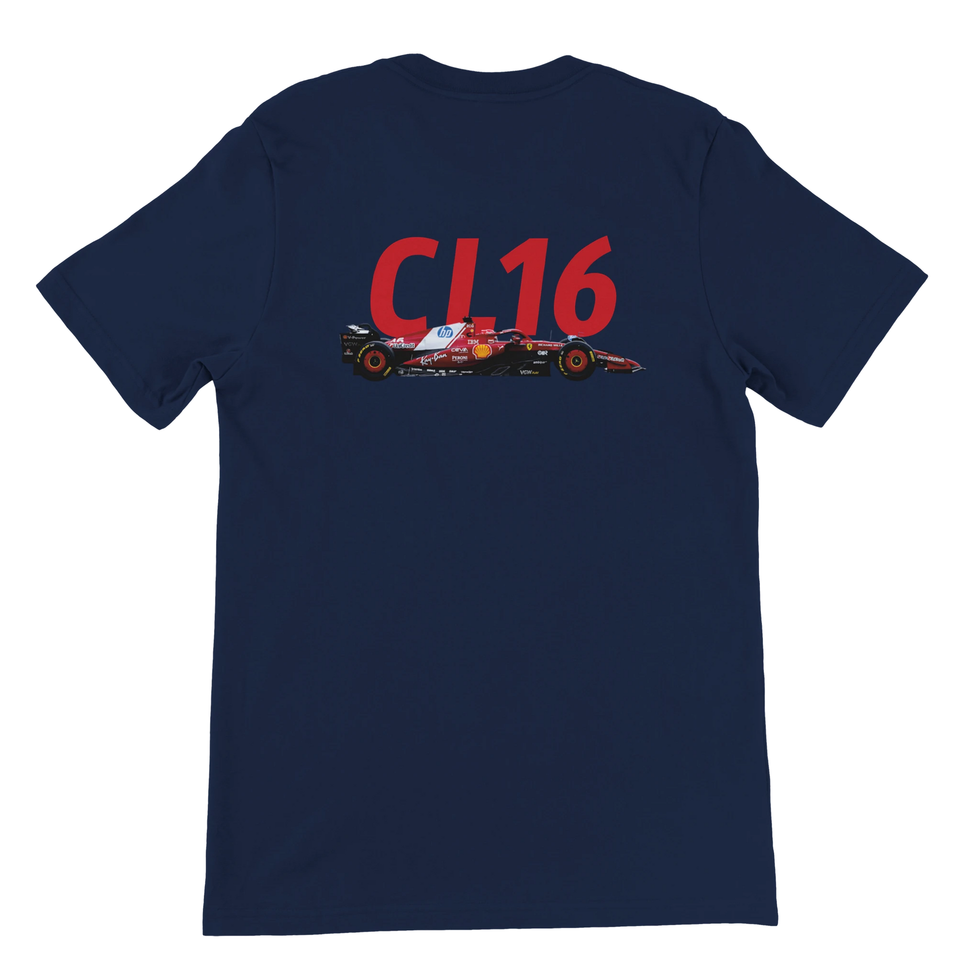 f111 merch navy color t-shirt2 with charles-leclerc branding.