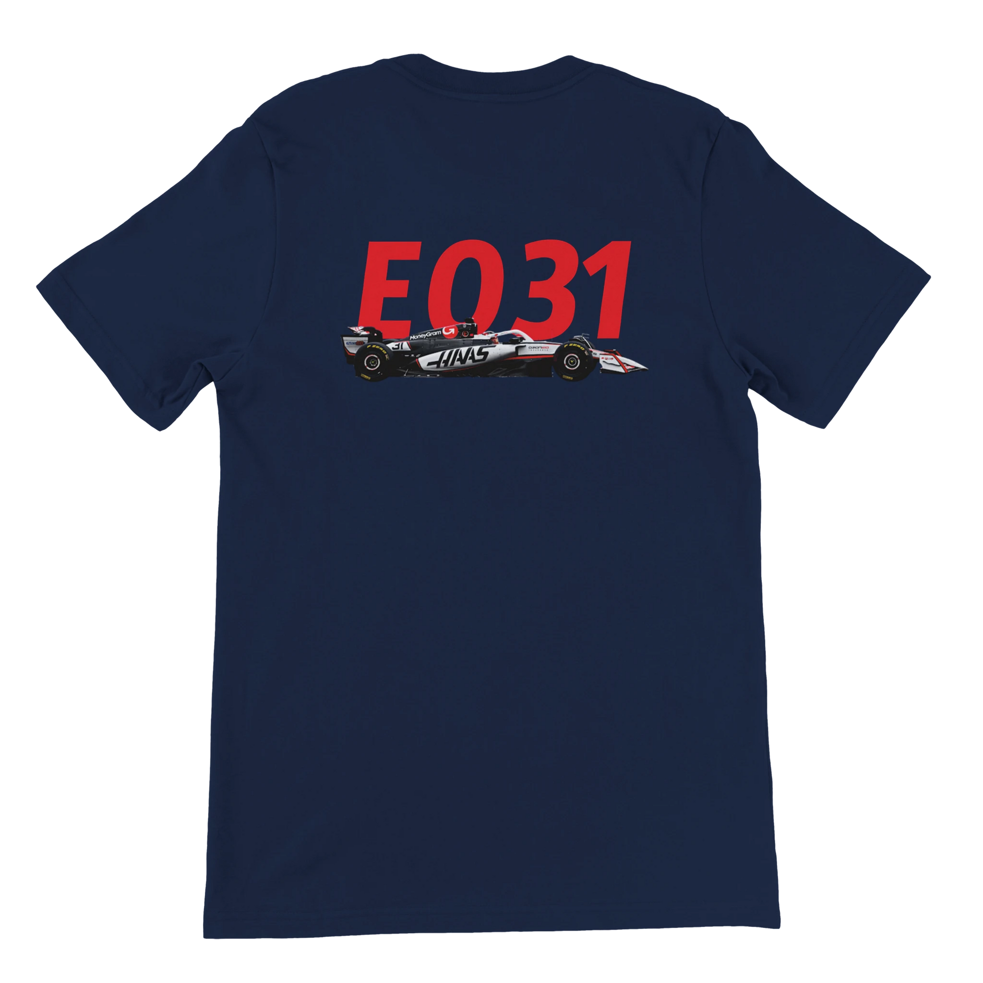 f111 merch navy color t-shirt2 with esteban-ocon branding.