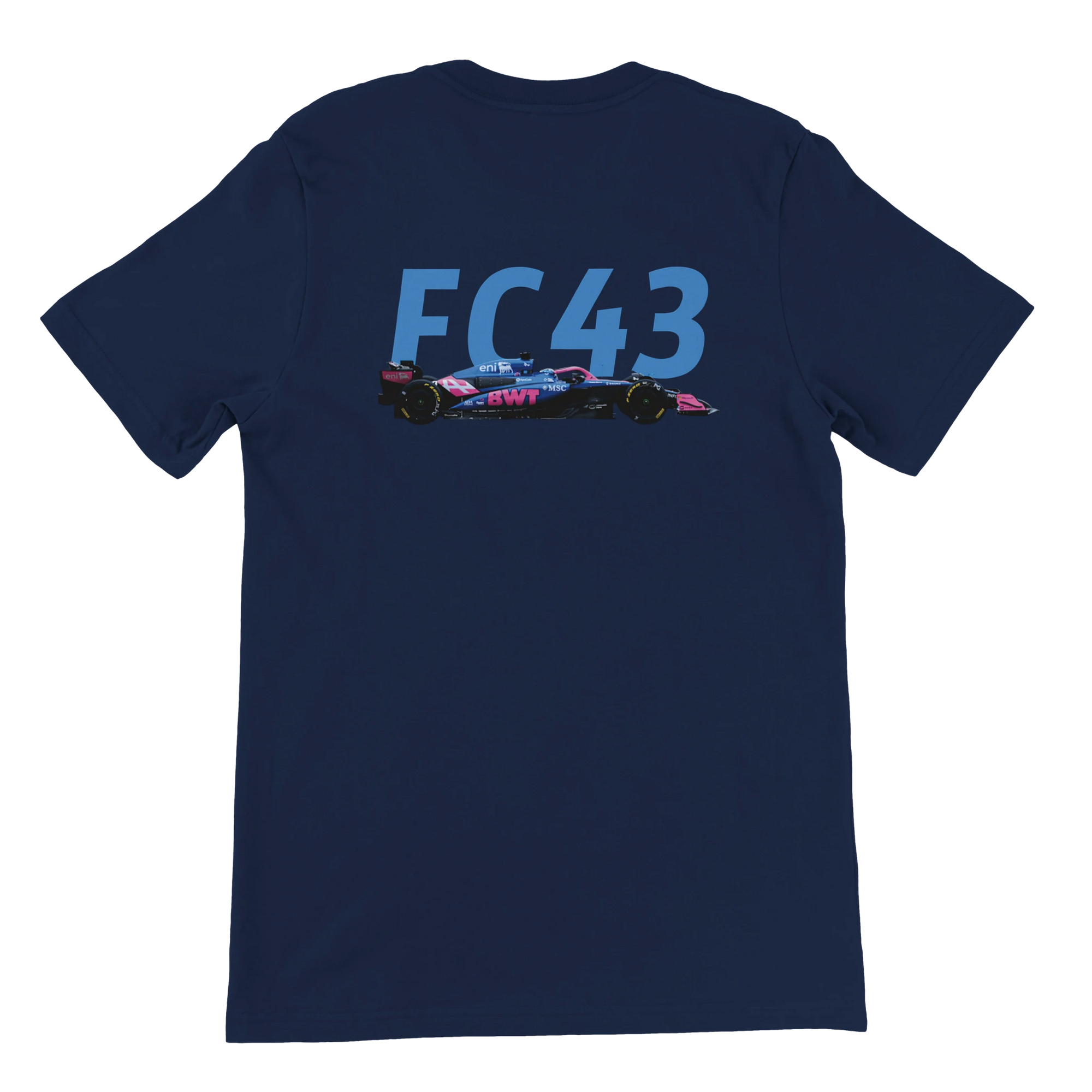 f111 merch navy color t-shirt2 with franco-colapinto branding.