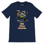 f111 merch navy color t-shirt2 with lando-norris branding.