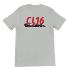 f111 merch silver color t-shirt2 with charles-leclerc branding.