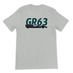 f111 merch silver color t-shirt2 with george-russell branding.
