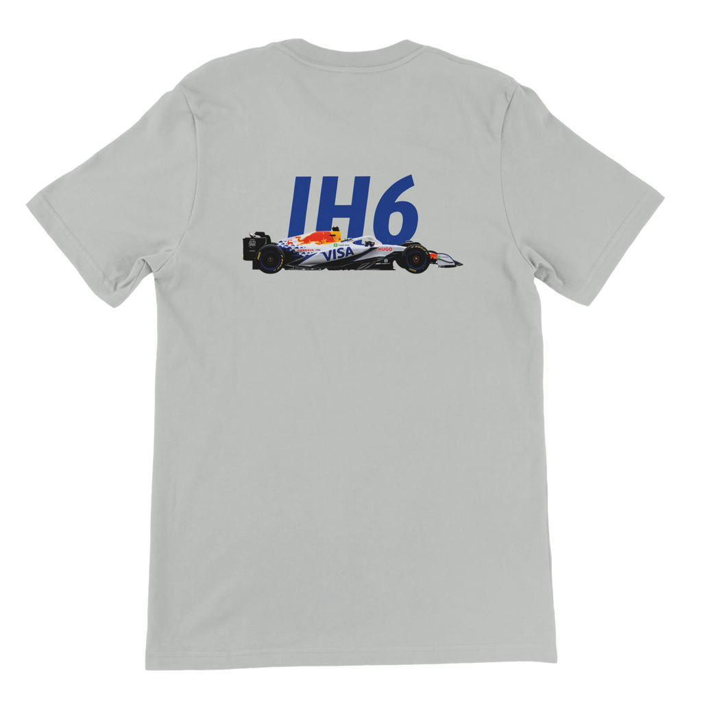 f111 merch silver color t-shirt2 with isack-hadjar branding.