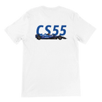 f111 merch white color t-shirt2 with carlos-sainz branding.
