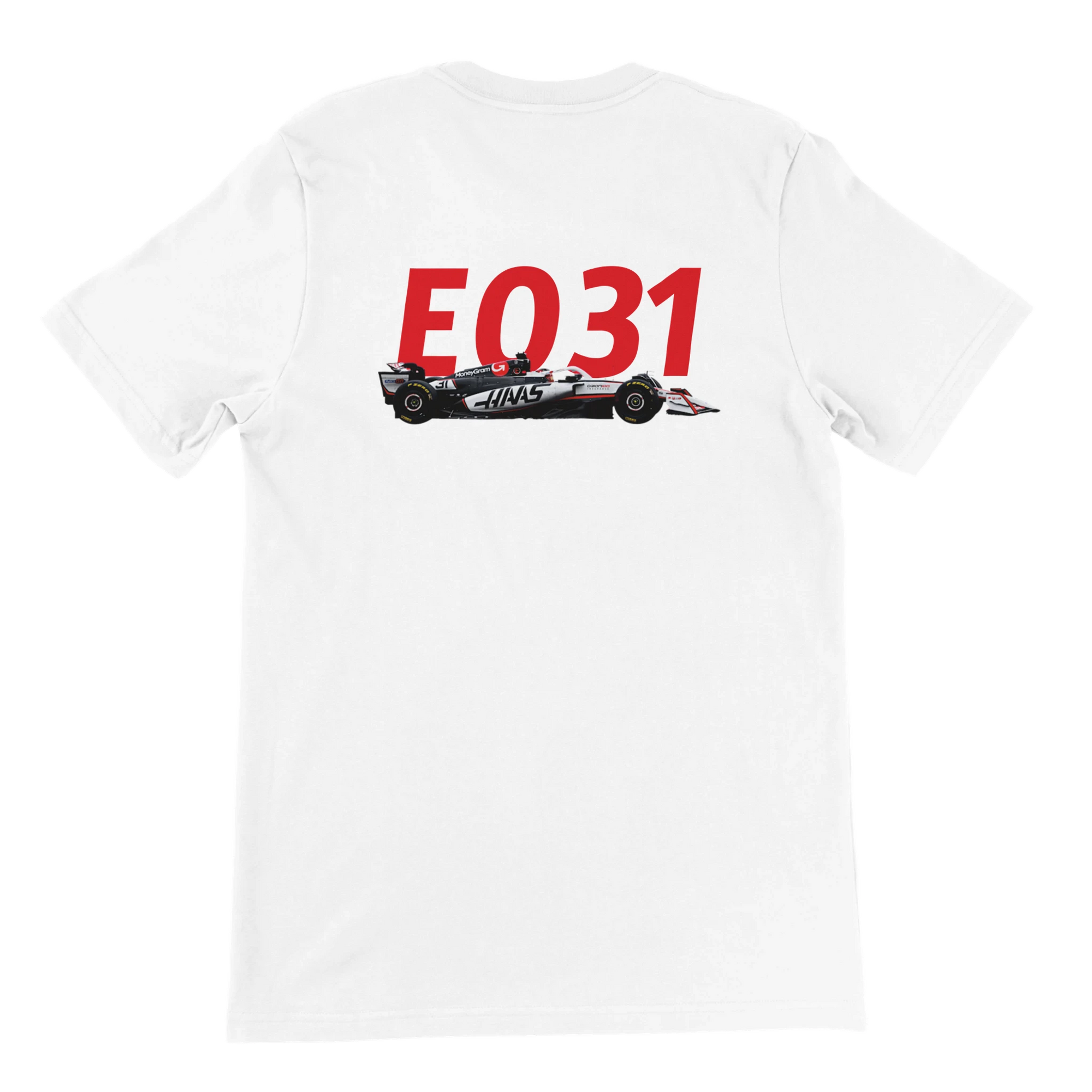 f111 merch white color t-shirt2 with esteban-ocon branding.