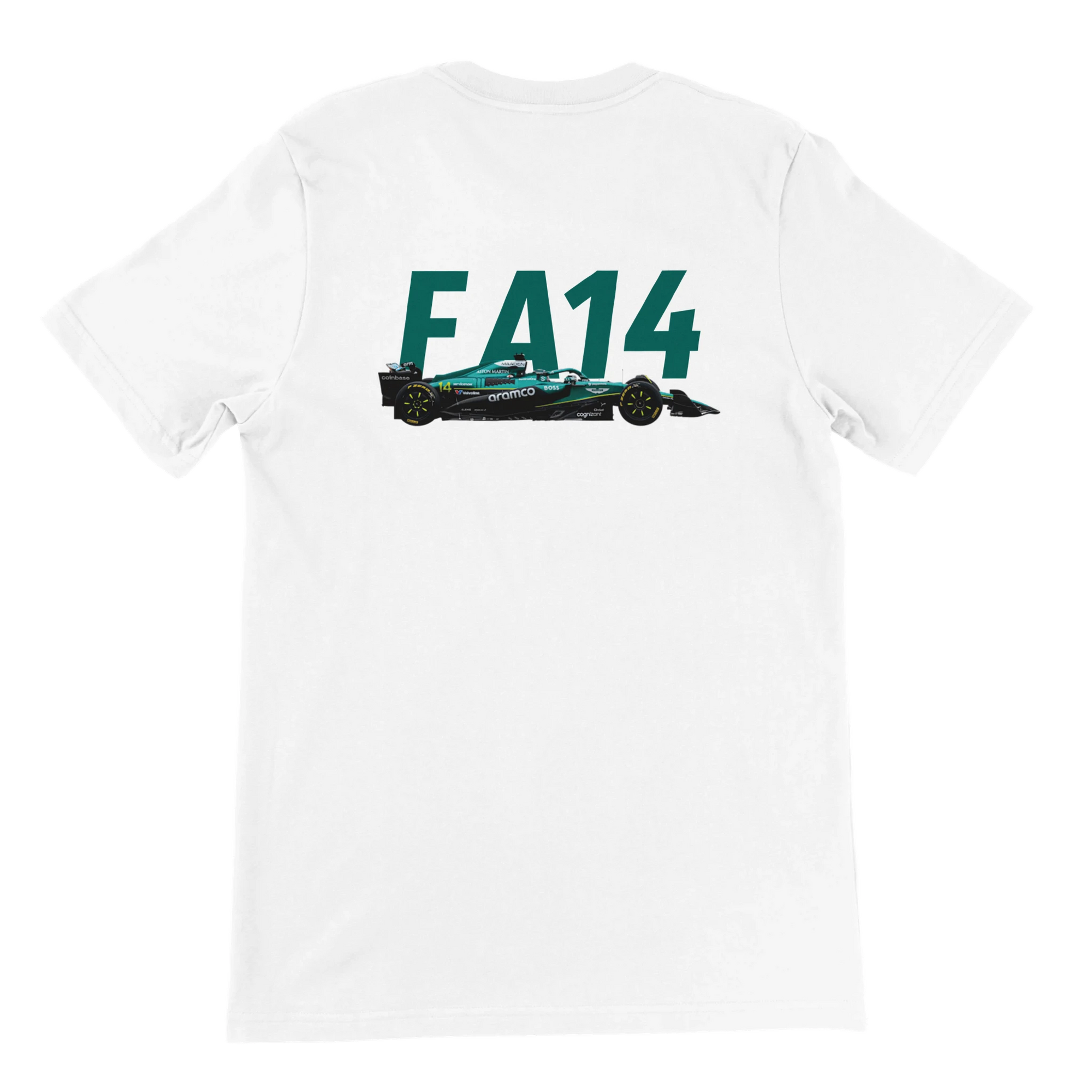 f111 merch white color t-shirt2 with fernando-alonso branding.