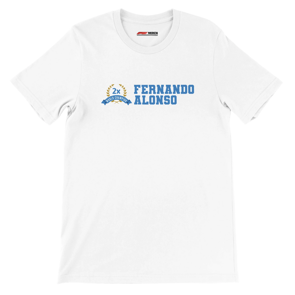 f111 merch white color t-shirt2 with fernando-alonso branding.