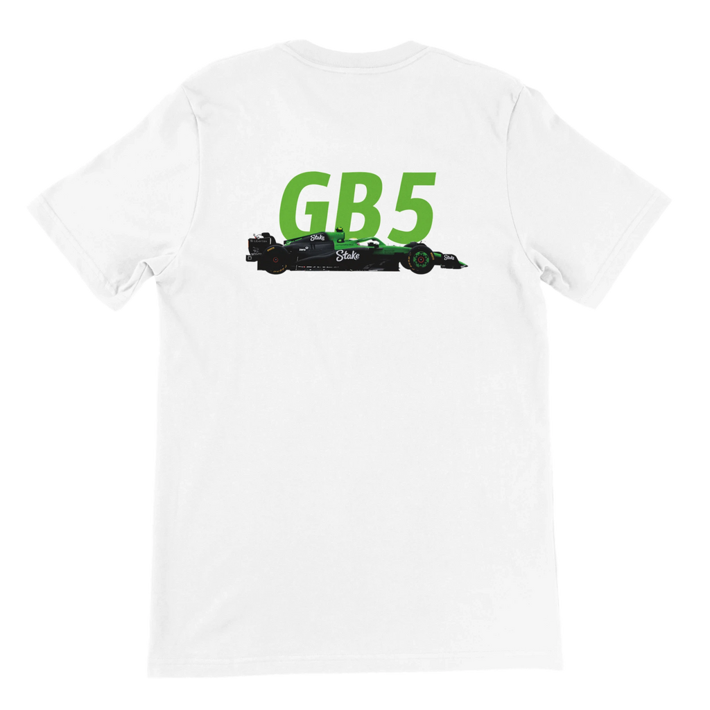 f111 merch white color t-shirt2 with gabriel-bortoleto branding.