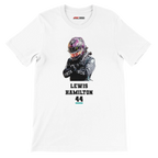 f111 merch white color t-shirt2 with lewis-hamilton branding.