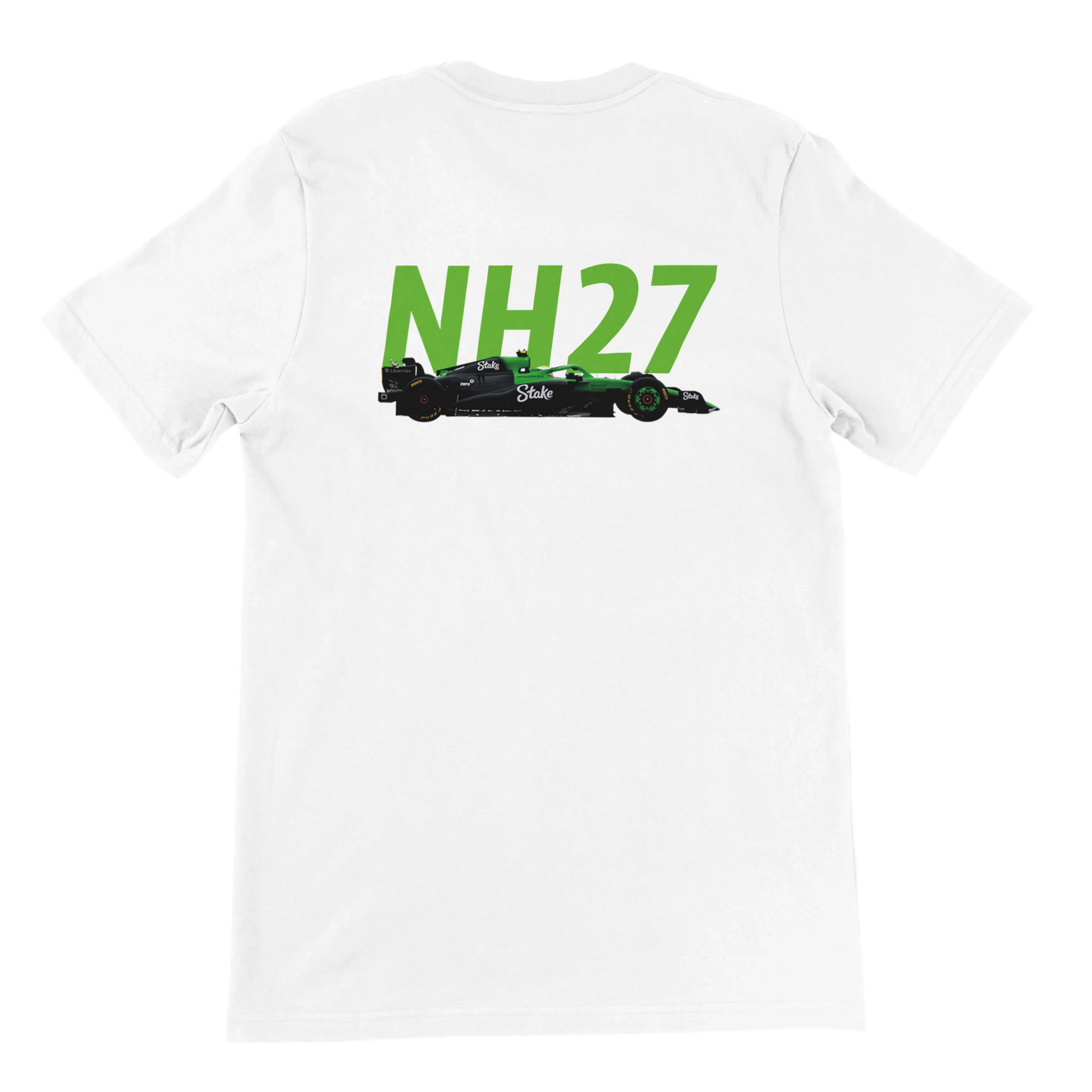 f111 merch white color t-shirt2 with nico-hulkenberg branding.