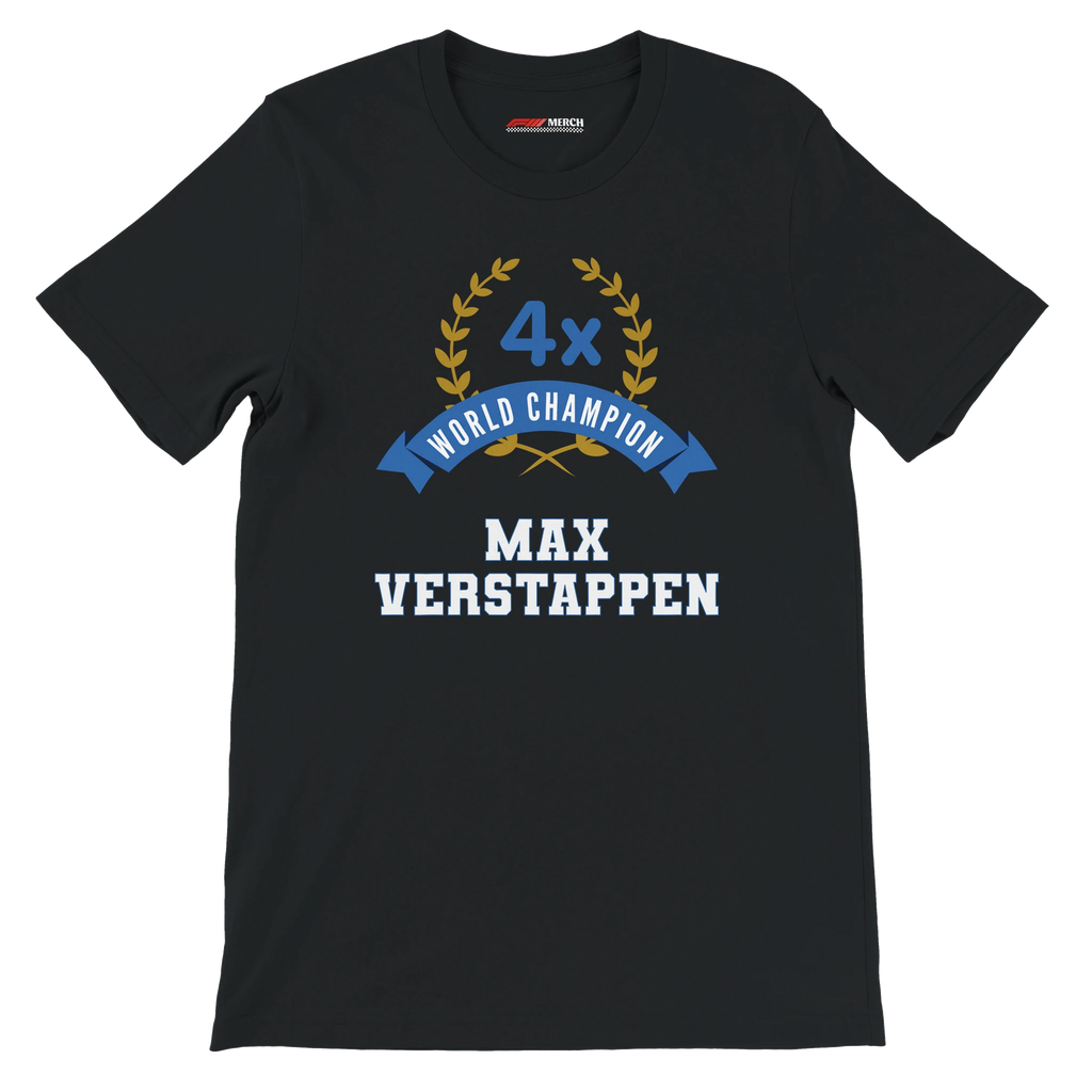 f111 merch black color t-shirt3 with max-verstappen branding.