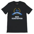 f111 merch black color t-shirt3 with max-verstappen branding.