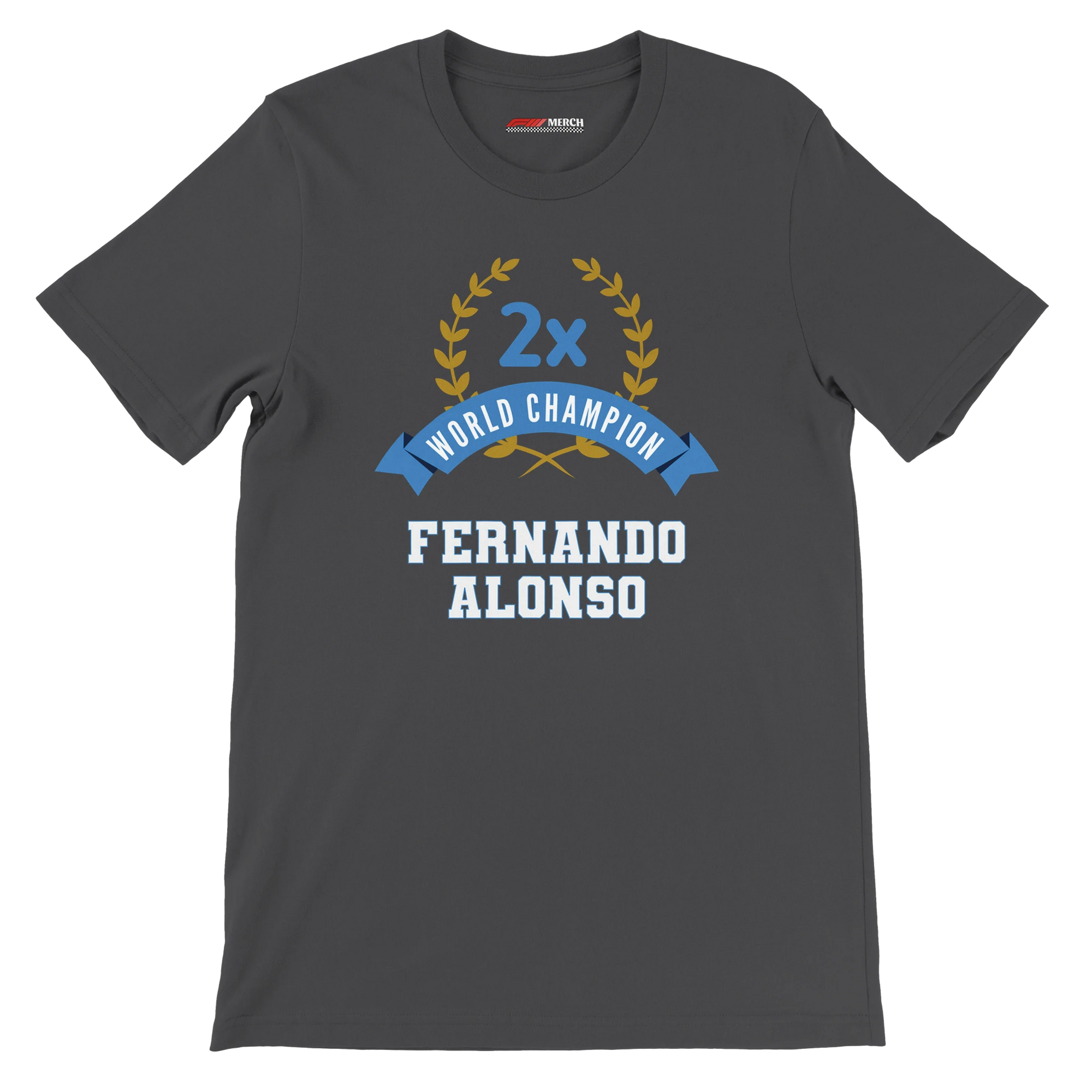 f111 merch dark-grey color t-shirt3 with fernando-alonso branding.