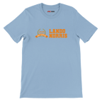 f111 merch light-blue color t-shirt3 with lando-norris branding.