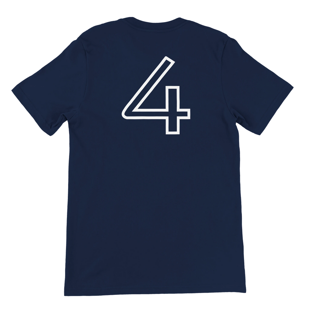 f111 merch navy color t-shirt3 with lando-norris branding.