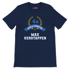 f111 merch navy color t-shirt3 with max-verstappen branding.