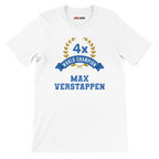 f111 merch white color t-shirt3 with max-verstappen branding.