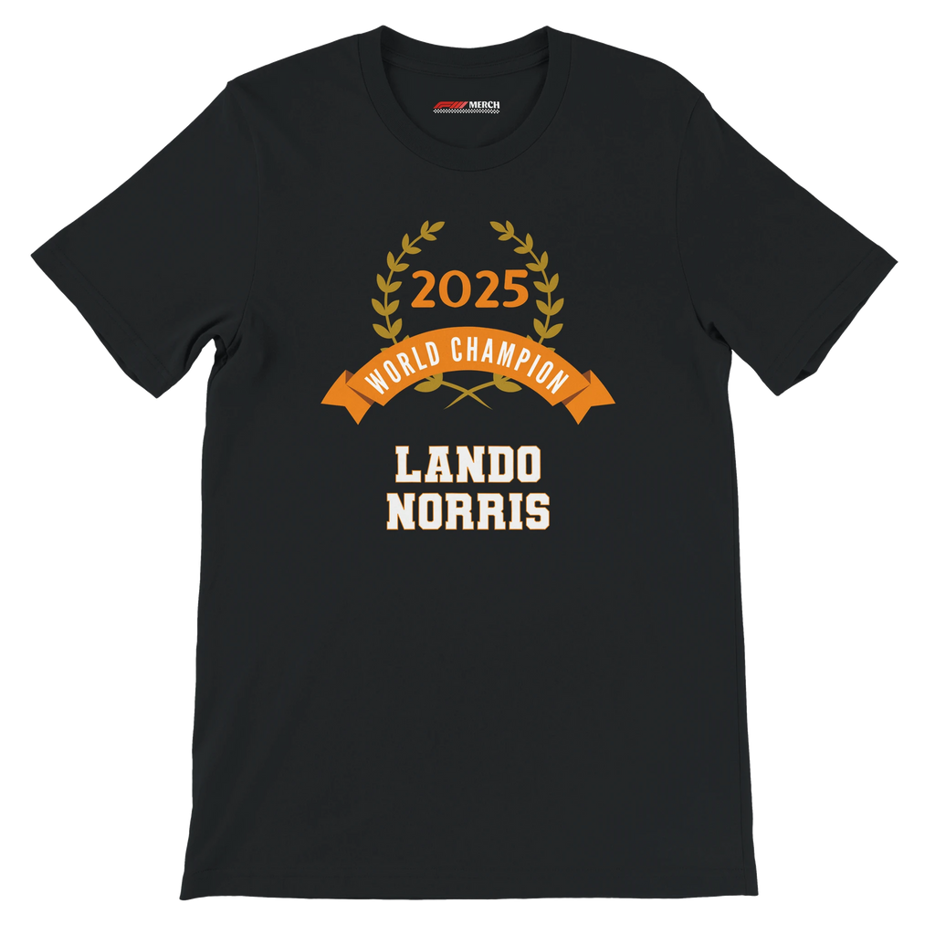f111 merch black color t-shirt4 with lando-norris branding.