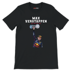 f111 merch black color t-shirt4 with max-verstappen branding.