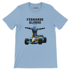 f111 merch light-blue color t-shirt4 with fernando-alonso branding.