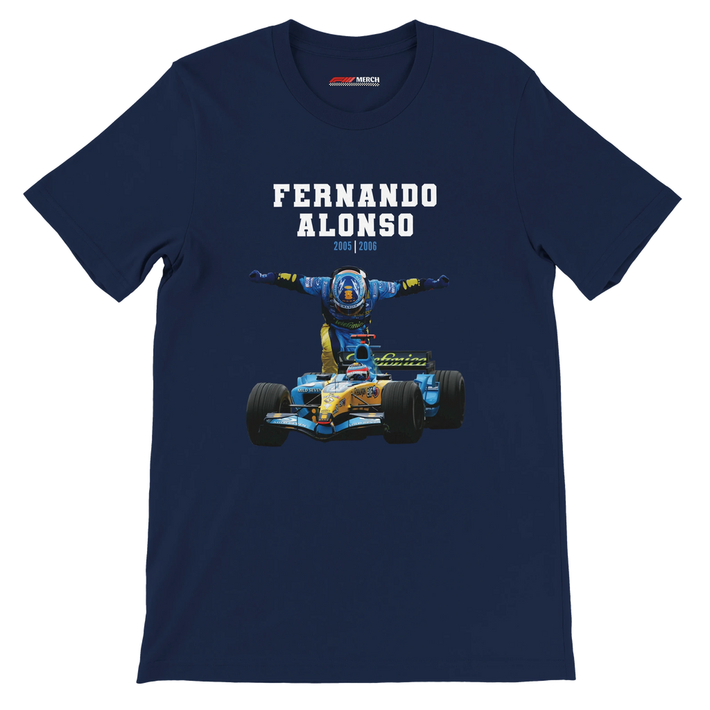 f111 merch navy color t-shirt4 with fernando-alonso branding.