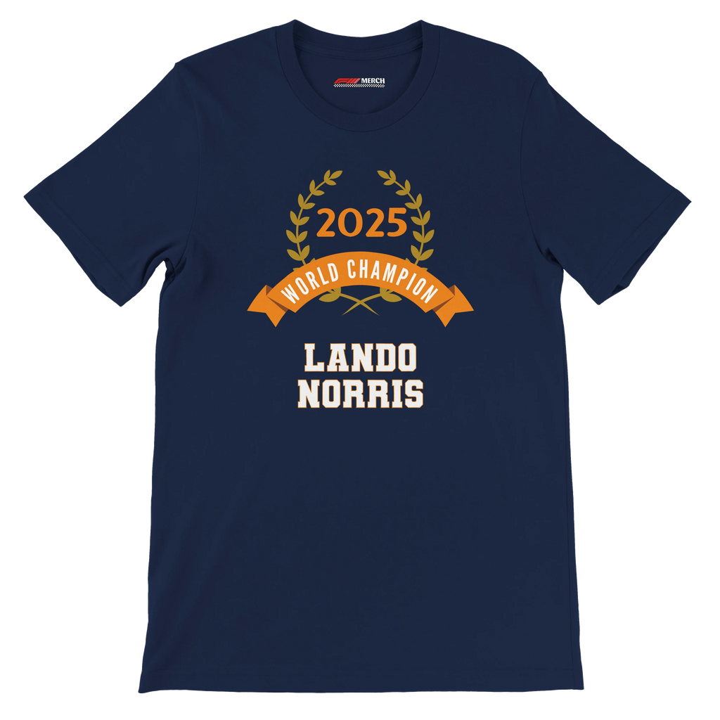f111 merch navy color t-shirt4 with lando-norris branding.