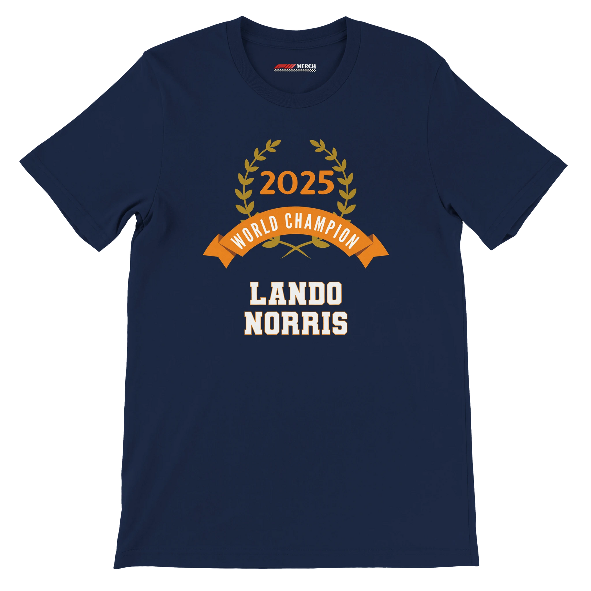 f111 merch navy color t-shirt4 with lando-norris branding.