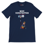 f111 merch navy color t-shirt4 with max-verstappen branding.