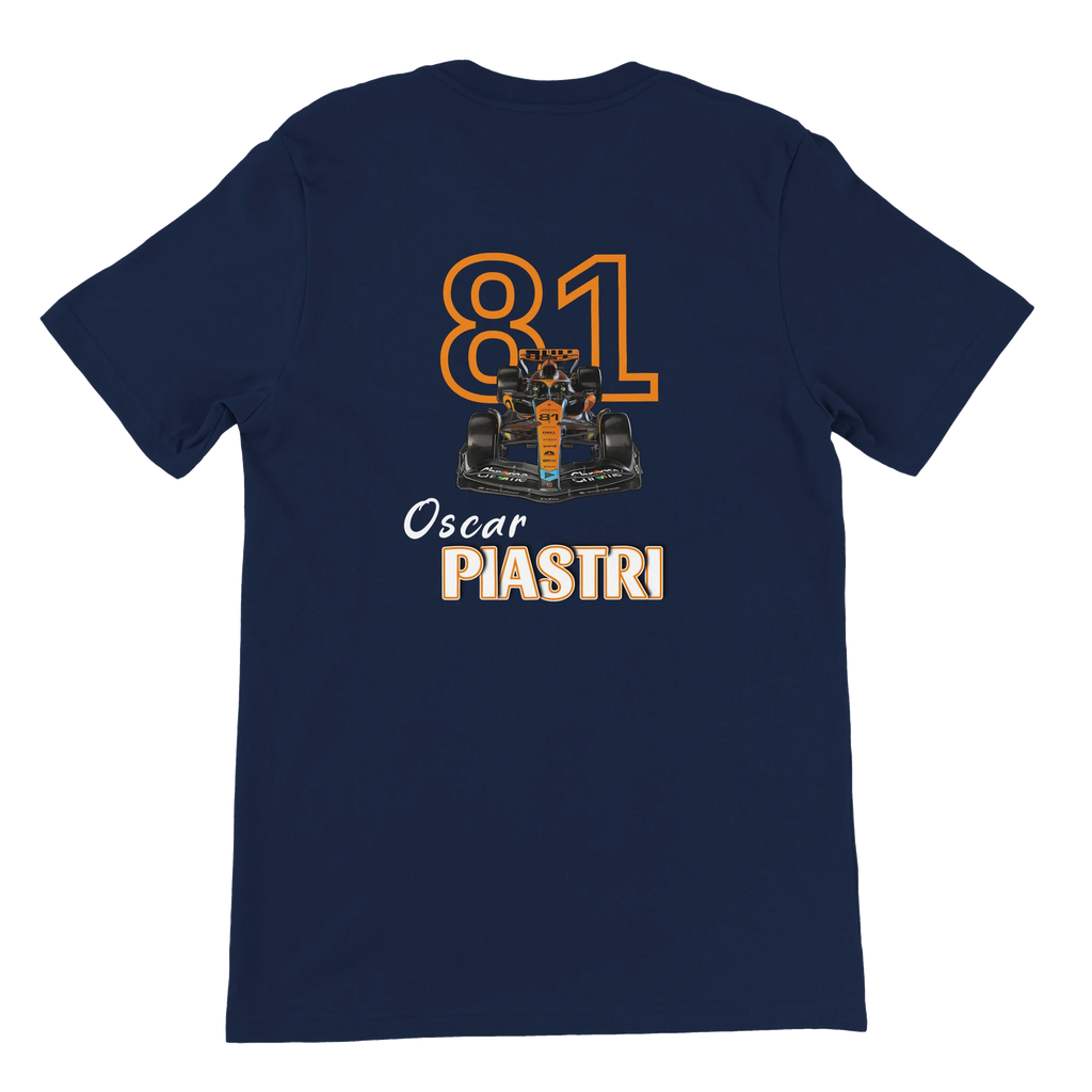 f111 merch navy color t-shirt4 with oscar-piastri branding.