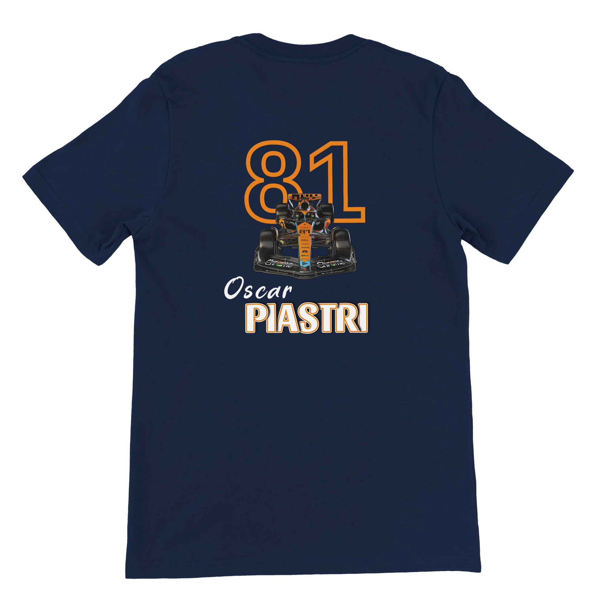f111 merch navy color t-shirt4 with oscar-piastri branding.