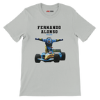 f111 merch silver color t-shirt4 with fernando-alonso branding.
